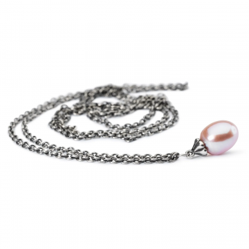 Silver Necklace with Pink...