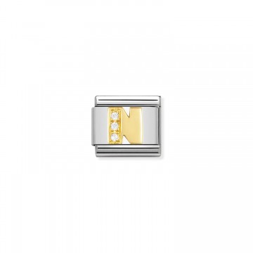 Buchstabe N - Gelbgold und CZ